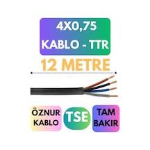 Öznur 4x0,75 Ttr Kablo Metre Seçenekli Siyah - 12 Metre