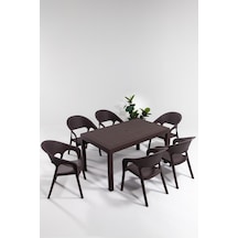 Kahverengi Garden Large Rattan Masa Takımı Kahverengi