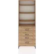 Arges Dolap 4 Raflı 4 Çekmeceli 88x30x243 Çam-çam Atlas Çam