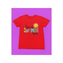 Magors Stıl-x Sweet Summer Baskılı Bisiklet Yaka %100 Pamuklu Kız Çocuk Tshırt Beyaz, Kırmızı, Sarı Kırmızı