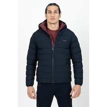 Maraton Sportswear Regular Erkek Kapşonlu Uzun Kol Basic Lacivert Mont 21501-lacivert Lacivert