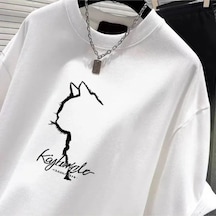 Tarzsokak Beyaz Kedi Baskılı Yaz En Tees Yaratıcı An Teme Beyaz