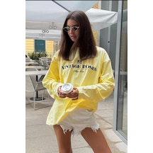 Madmext Sarı %100 Pamuklu Baskılı Uzun Kollu Tişört Mg2451 Sari