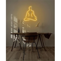 Yoga Yapan İnsan Figürlü Neon Tabela Sarı
