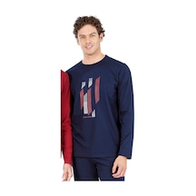 Pierre Cardin 6063 Erkek Uzun Kollu Bisiklet Yaka Pijama Takımı-lacivert Siyah