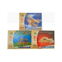 3 Adet 69 Parça Ahşap Puzzle Oyuncak Ahşap 3D Ahşap Maket Yapboz