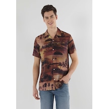 Colin's Colins Regular Fit Shirt Neck Baskılı Erkek Kahverengi Kısa Kol Gömlek Cl1057831 Q1.v1 Cor Cinnamon Çok Renkli