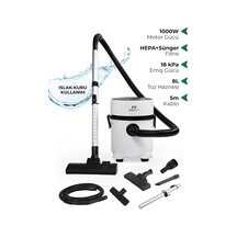 Pirantech Es-07 Panda Islak &amp Kuru Elektrikli Süpürge / 1000w Güçlü Motor / Hepa Filtreli / Toz Torbasız