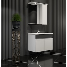 Çuha Banyo Dolabı Takımı 65Cm Balon Kapak Pk109 Renkli Panel Beyaz