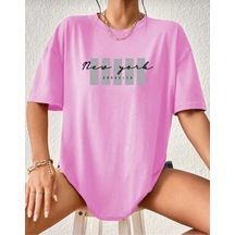 Kozia Outdoors Malkoçbey Newyork Broklıyn Baskılı Overisze Unisex Basic T-shirt Fujya