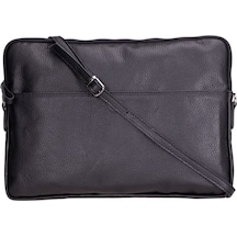 Leeds 14 İnç Macbook Ve Pc Uyumlu, Hakiki Deri, El Yapımı Kılıf, Kömür Siyahı Siyah