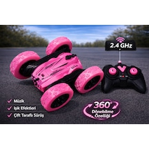 360 Dönebilen Akrobatik Çift Taraflı Kumandalı Araba Pembe