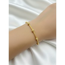 Çekirdekjewelry 925 Ayar Gümüş Tasarım Gold Dorika Bileklik Sarı