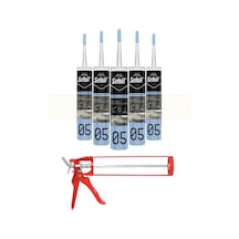 Duşakabin Silikonu Şeffaf 280 Ml. 5 Adet + Demir Silikon Tabancası