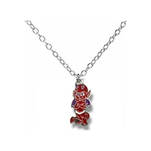 Kırmızı Şeytan Melek Figürlü Unisex Metal Kolye 60 Cm Zincir Çok renkli