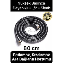 80 Cm Siyah Kısa Tepe Ara Duş Hortumu Spiral Robot Bağlantı Örgü Dayanıklı Kopmaz Patlamaz Sızdırmaz Standart Diğer