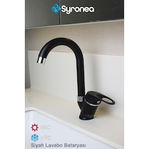 Kısa Siyah Mix Lavabo Bataryası Aç Kapa Banyo Lavabo Musluk Siyah