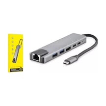 Hadron Hdx7791 Type-c Hdtv Combo Hdmı 4k 30hz + 2-type-c + 2-usb3.0 + Lan 6ın1 Gri