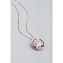 So Chic Cameo Italiano Tavus Kuşu 18 Ayar Rose Altın Kaplama Gümüş Madalyon Kolye