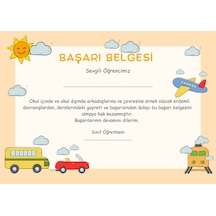 35 Adet A4 Boyutunda Öğrenci Başarı Belgesi - Anaokul - İlkokul Başarı Belgesi Model 7