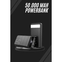 Taşınabilir Powerbank 50.000 Mah 4 Girişli Hızlı Şarj Led Göstergeli Fenerli Şarj Sarı