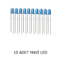 5mm Mavi Mantar Led Diyot Yüksek Parlaklık - 10 Adet Paket