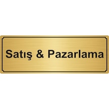 Satış Ve Pazarlama Yönlendirme Levhası 7Cmx20Cm Altın Renk Metal
