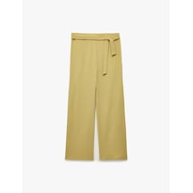 Koton Bağlamalı Bürümcük Kumaş Geniş Paça Pantolon Haki 6skg40179ak