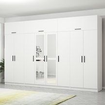 Minar Kale 8 Kapaklı 2 Aynalı 2 Çekmeceli Dolap Ve Yüklük Beyaz 255cm