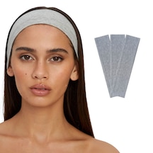 3lü Saç Bandı Pamuk Kadın Bandana Likra Spor Kafa Bandı Gri