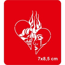 Airbrush Tattoo Ölümüne Aşık Kuru Kafa Yapışkanlı Stencil Süsleme Ve Boyama Kalıbı