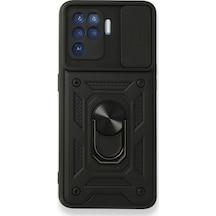 Smcase Oppo Reno 5 Lite Kılıf Kamera Korumalı Yüzüklü Tank Pars Silikonnano Ekran Koruyucu