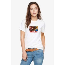 Roblox Baskılı Beyaz Kadın Tshirt