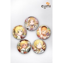 Puella Magi Madoka Magica Mami Tomoe Çay Saati İğneli Buton Rozet 5li Set Çok Renkli