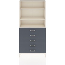 Arges Dolap 3 Raflı 5 Çekmeceli 88x30x182 Aytaşı-antrasit Aytaşı