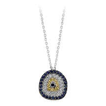 Sirius Safir ve Pırlanta Taşlı Nazar Boncuklu Kolye 0801P0019