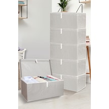 6 Adet Kapaklı Çok Amaçlı Hurç Saklama Kutusu Organizer Mega Plus 70 X 40 X 30 Cm Gri Gri