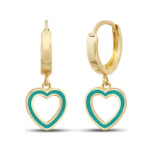 Debora Jewelry 14 Ayar Altın Mavi Mineli Kalpli Küpe