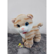 Sevimli Ayakta Duran Miyavlayan Peluş Kedi 20 Cm Sesli Kedi Oyuncak 1 Çok Renkli