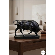 Dekoratif Boğa Heykeli Ve Biblo 25x16cm Ev Ofis Dekorasyon Ve Hediyelik Obje Siyah 28 X 14