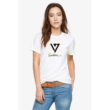 Seventeen Baskılı Beyaz Kadın Tshirt