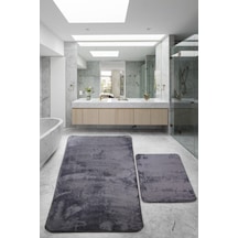 Relax Antrasit 80x150 + 50x80 Cm Büyük Ebat 2'li Banyo Halısı Pas Antrasit