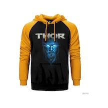 Thor Blue And Gray Sarı Reglan Kol Kapşonlu Sweatshirt Sarı