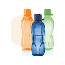 Eco Şişe 500 Ml 3'lü Set - Portakal-yaprak Yeşili Ve Kutup Gecesi Kolay Açılır Kapaklı Suluk Matara Yeşil