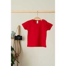 Twoo Kids Yakası Çıtçıtlı Unisex Çocuk Tişört - Kırmızı