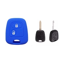 Peugeot 206 207 Citroen C2 C4 Uyumlu 2 Tuş Silikon Anahtar Kılıf Mavi