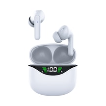 Qingmipy Beyaz Dijital Göstergeli Dokunmatik Hareketli Kulak İçi Bluetooth Kulaklık 16mm Hoparlör 5 Saat Çalma Süresi