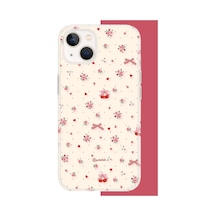 İphone 13-14 Uyumlu Kırmızı Kalpli Pattern Uv Baskılı Silikon Kılıf Renkli