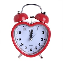Dekoratif Kalp Tasarımlı Işıklı Alarmlı Çalar Saat-kırmızı