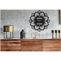 Kişiye Özel Stencil Motif Dekoratif Ahşap Duvar Saati Siyah